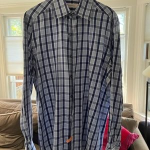 Ermenegildo Zegna, Men's Shirt, Blue Plaid, Large